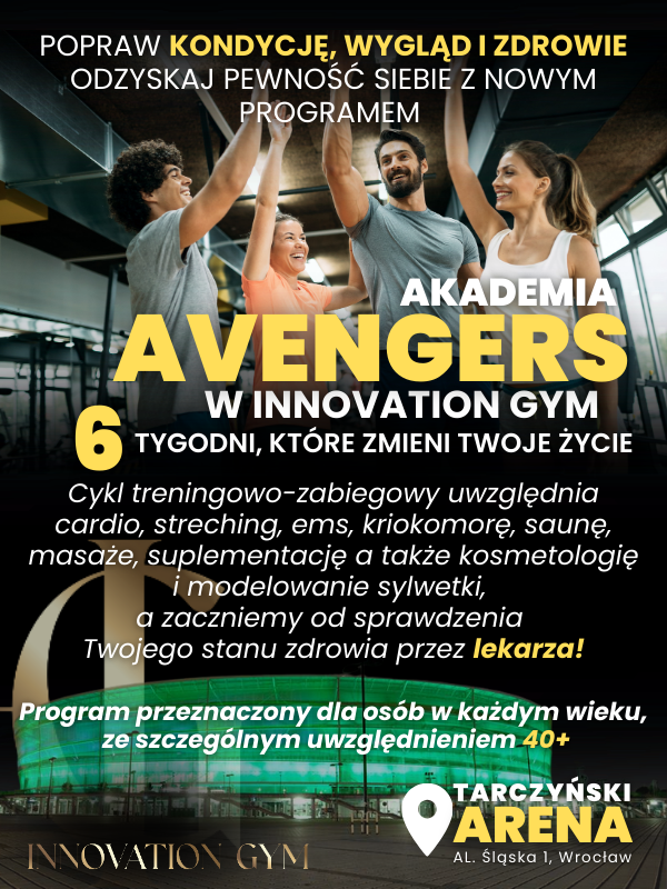 Plakat promujący Akademię Avengers w Innovation Gym